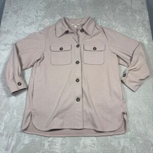 BB Dakota Steve Madden Shirt Jacket Womens L Large Shacket Pink‎ Button Pockets